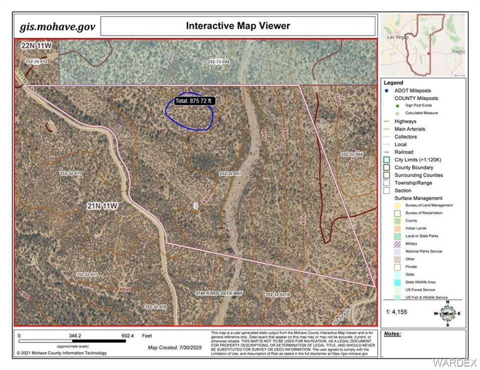 36.6 acres in Kingman in Kingman: County map - possible building site near State Tru
