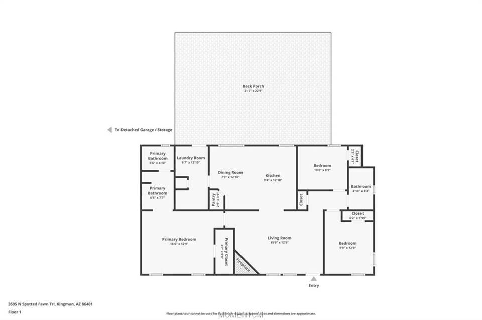 3 bed, 2 bath home on 36.1 acres in Kingman: Floor Plan