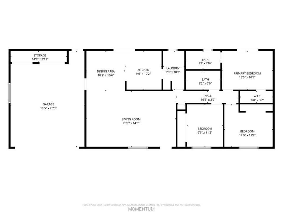 3 bed, 2 bath home on 2.5 acres in Golden Valley: 3739 N Hope Rd Floor Plan with Estimated Dimension